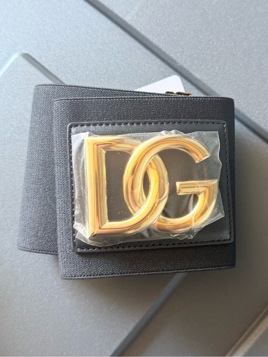 Dolce & Gabbana Black Elastic Belt with Gold DG Buckle